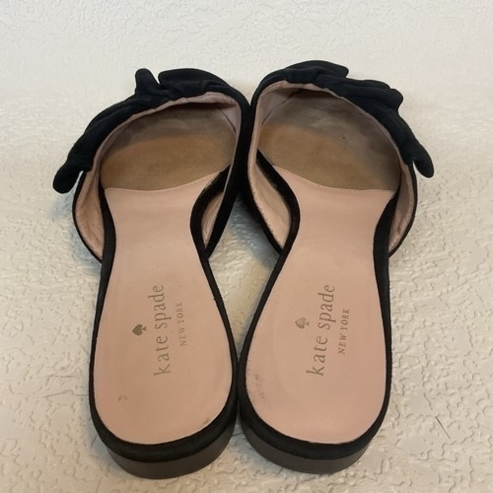 Kate Spade New York Faryn Black Ruffle Bow Flat Mules Women 10M China Suede - Picture 4 of 10